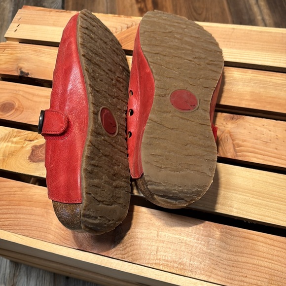Haflinger Red Leather Clogs Mules Size 38 - Picture 3 of 10